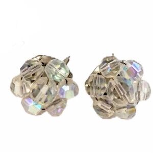 Vintage Aurora Borealis Earrings‎ Clip On